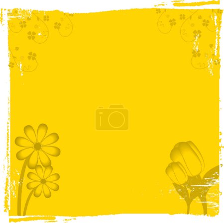 Illustration for Distressed background with tulips and daisies - Royalty Free Image