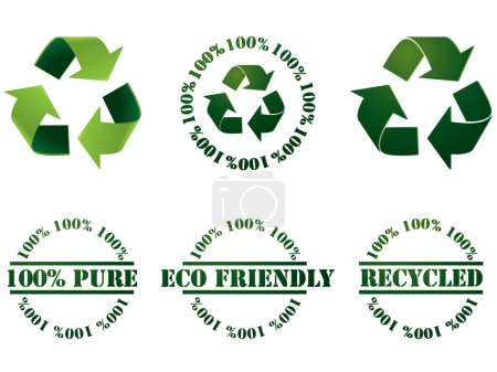 Téléchargez les illustrations : Symbole de recyclage et timbres. Veuillez consulter mon portfolio pour plus d'illustrations de recyclage. - en licence libre de droit