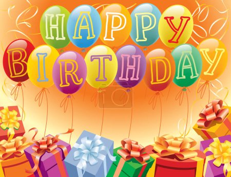 Ilustración de Decoración de globos lista para cumpleaños y fiesta - Imagen libre de derechos