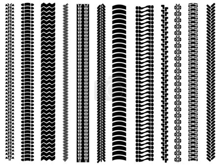 Illustration for Set of twelve tyre tracks.  More tyre tracks in my portfolio. - Royalty Free Image