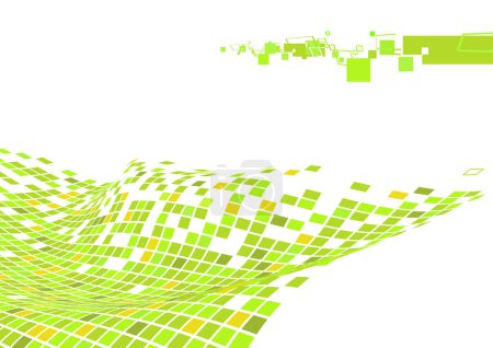 Illustration for Vector illustration of organic wave surface made of green squares - Royalty Free Image