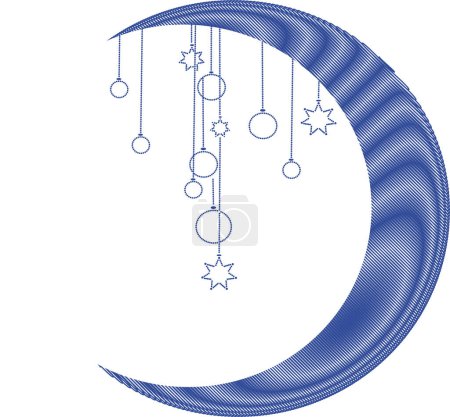 Ilustración de Adorno de Navidad con luna azul - Imagen libre de derechos