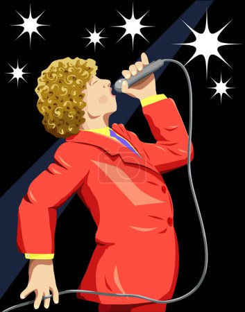 Ilustración de Ilustración vectorial de un cantante en el escenario con fondo como capa separada - Imagen libre de derechos