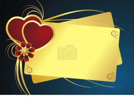 Téléchargez les illustrations : Carte vectorielle Saint Valentin avec coeur et fleur - en licence libre de droit