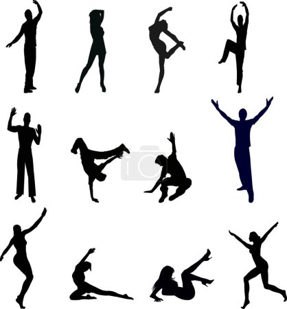 Téléchargez les illustrations : Silhouettes de danseurs - vecteur - en licence libre de droit