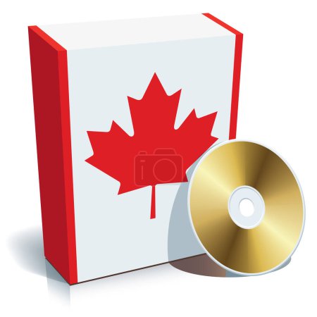 Illustration for Canadian software box with national flag colors and CD. - Royalty Free Image