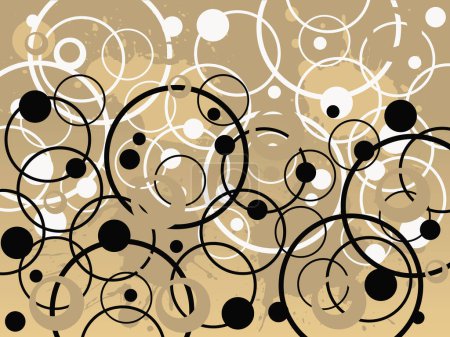 Illustration for Black and White Circles - Vector Background in tan and brown color - Royalty Free Image
