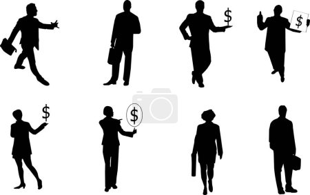 Téléchargez les illustrations : Silhouettes de gens d'affaires, peuvent être utilisés séparément - en licence libre de droit