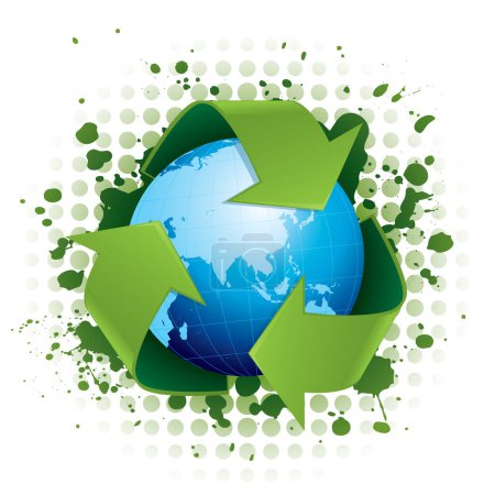 Ilustración del concepto de reciclaje mundial. Por favor revise mi cartera para más ilustraciones de reciclaje.