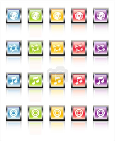 Illustration for Glassy, metallic colorful icons-easy to edit. No transparencies - Royalty Free Image