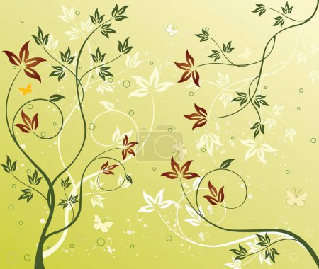 Téléchargez les illustrations : Art abstrait motif floral fond vectoriel illustration - en licence libre de droit