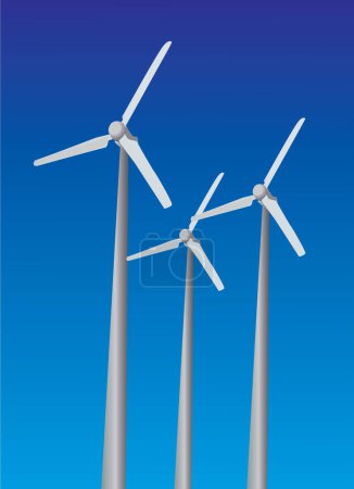 Illustration for Wind power plants on sky background blue color - Royalty Free Image