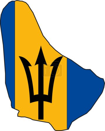 Illustration for Illustration Vector of a Map and Flag from Barbados - Royalty Free Image