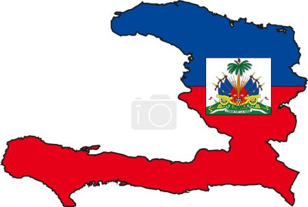 Téléchargez les illustrations : Illustration vectorielle d'une carte et d'un drapeau d'Haïti - en licence libre de droit
