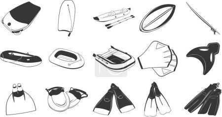 Illustration for Collection of smooth vector EPS illustrations of various beach-related objects - Royalty Free Image