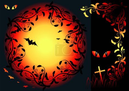 Ilustración de Noche de Halloween fondo, vector de ilustración - Imagen libre de derechos
