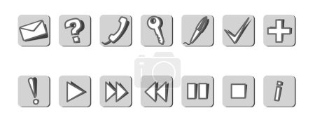 Illustration for Set of 14 vector icons. Grayscale - Royalty Free Image