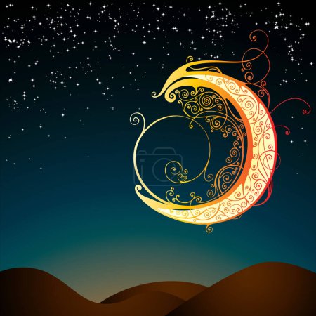 Illustration for Stylized moon ornamental In flower style - Royalty Free Image