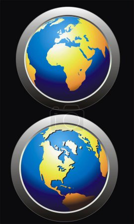 Téléchargez les illustrations : Globe vectoriel planète bouton pour la page internet - en licence libre de droit