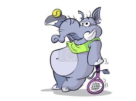 Illustration for Elephant is ready for a game of tennis - Royalty Free Image
