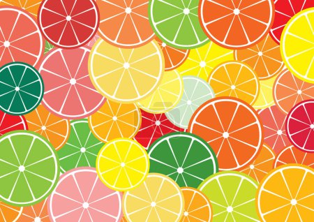 Illustration for Citrus slices multicolored background. Vector illustration. - Royalty Free Image