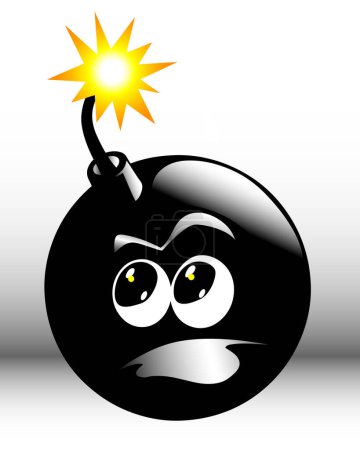 Téléchargez les illustrations : Illustration vectorielle d'une bombe avec fusible allumé - en licence libre de droit