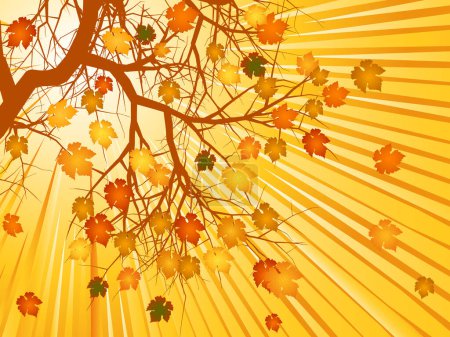 Illustration for Vector illustration of tree with golden autumn leaves - Royalty Free Image