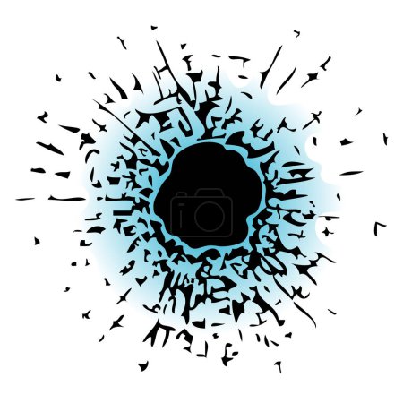 Illustration for Glass impact bullet hole isolated over white background - Royalty Free Image