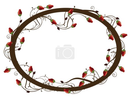 Illustration for Illustration of roses on a frame floral background - Royalty Free Image