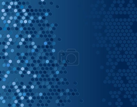 Abstract editable vector background of blue hexagons