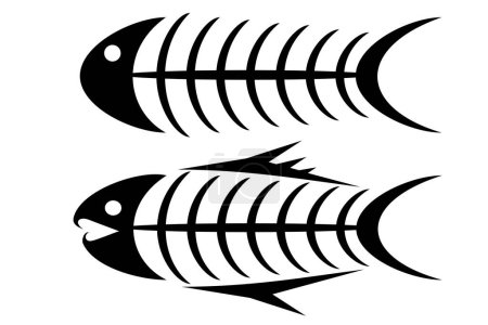 Illustration for Set of two tribal fish bone tattoos - Royalty Free Image