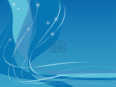 Illustration for Blue Swoosh Design with lines and sparkling stars. Easy-edit layered file is great for backgrounds. - Royalty Free Image
