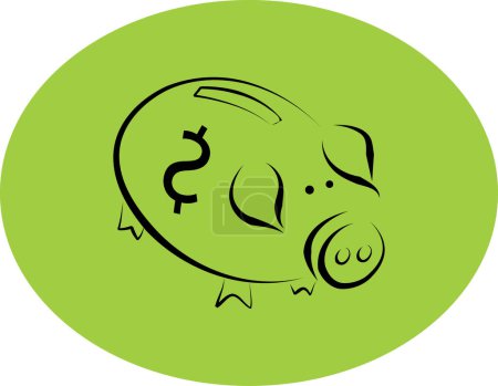Illustration for Illustration of a piggy bank with dollar sign on its side - Royalty Free Image