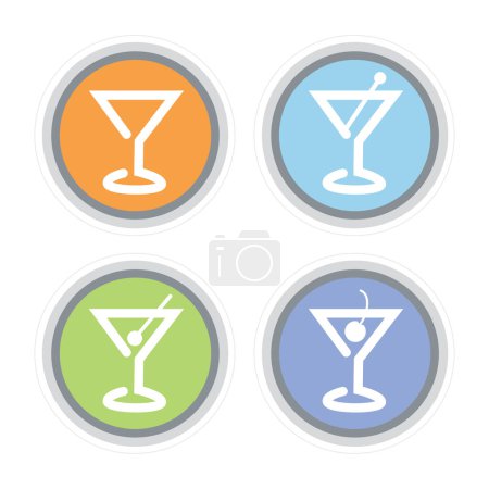 Téléchargez les illustrations : Icônes en verre Martini coloré. Fichier facile à éditer rend le changement de couleurs simple. - en licence libre de droit