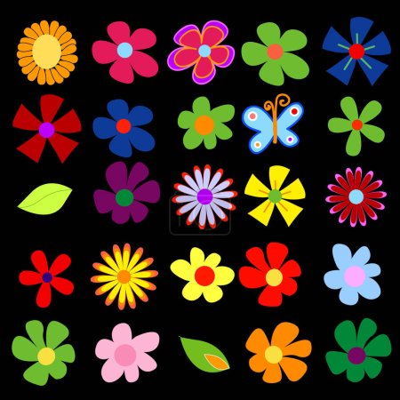 Illustration for Colorful spring flowers vector illustration - Royalty Free Image