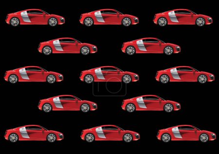 Illustration for Modern car red color isolated on black background,seamless - Royalty Free Image