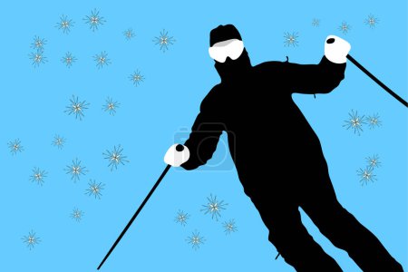 Téléchargez les illustrations : Vecteur de skieur dans la neige - en licence libre de droit