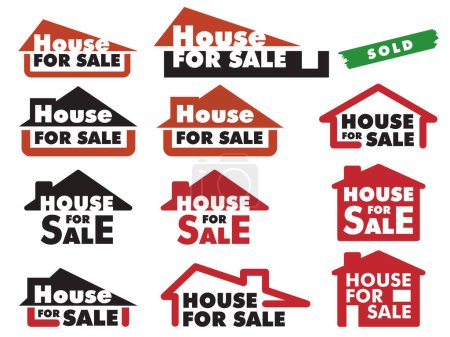 Ilustración de Una variedad de signos simples para la venta de casa - Imagen libre de derechos