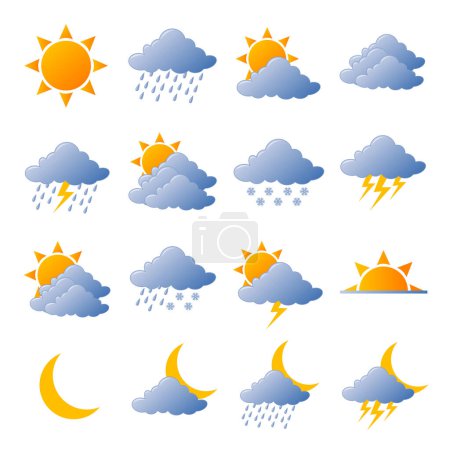 Illustration for Weather icons fully editable vector illustration - Royalty Free Image