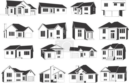 Illustration for Collection of smooth vector EPS illustrations of various houses - Royalty Free Image