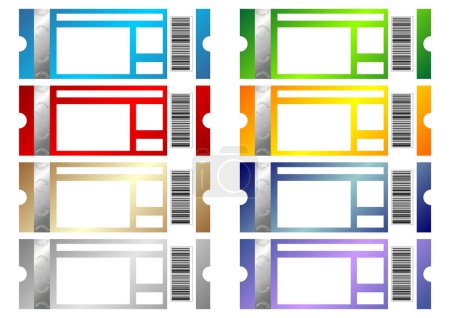 Illustration for Event tickets of many colors with copy space isolated over white - Royalty Free Image