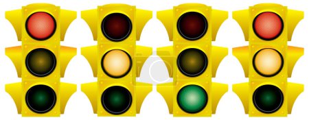 Illustration for Yellow traffic light. Variants. Vector illustration. Isolated on white background. - Royalty Free Image