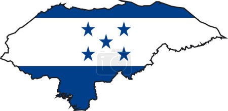 Téléchargez les illustrations : Illustration vectorielle d'une carte et d'un drapeau du Honduras - en licence libre de droit