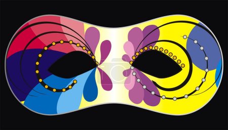 Téléchargez les illustrations : Masque vectoriel carnaval sur fond noir - en licence libre de droit