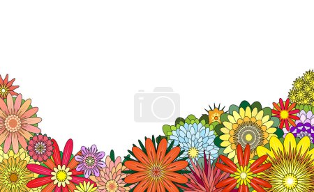 Illustration for Editable vector foreground of various colorful flowers - Royalty Free Image
