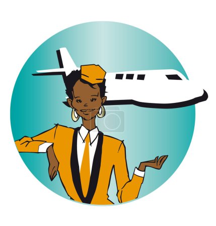 Illustration for Stewardess (african american hispanic woman) clipart - Royalty Free Image