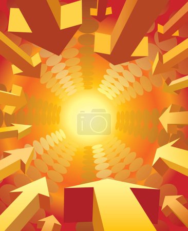 Illustration for Vector illustration of arrows flying to the light - Royalty Free Image