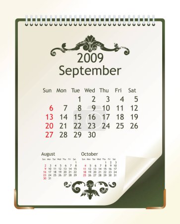 Ilustración de Calendario 2009 con un papel blanknote - ilustración vectorial - Imagen libre de derechos