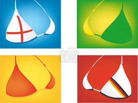 Ilustración de Ilustración vectorial de tops de bikini con banderas del equipo de copa mundial - Imagen libre de derechos
