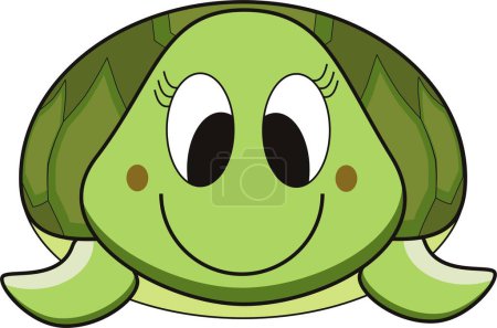 Ilustración de Vector de dibujos animados de una sonrisa tortuga verde - Imagen libre de derechos